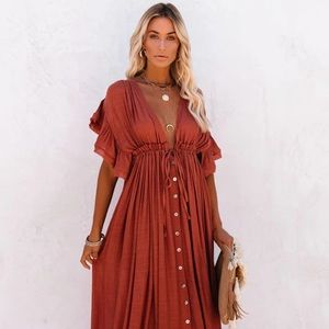 VICI terracota button down maxi dress